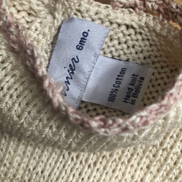 🆕Fournier Size 6M Knit Romper Natural & Blush Pink - Picture 8 of 9